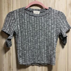 Grey Ribbed Crop Top